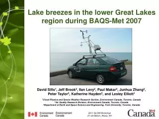 Lake breezes in the lower Great Lakes region during BAQS-Met 2007