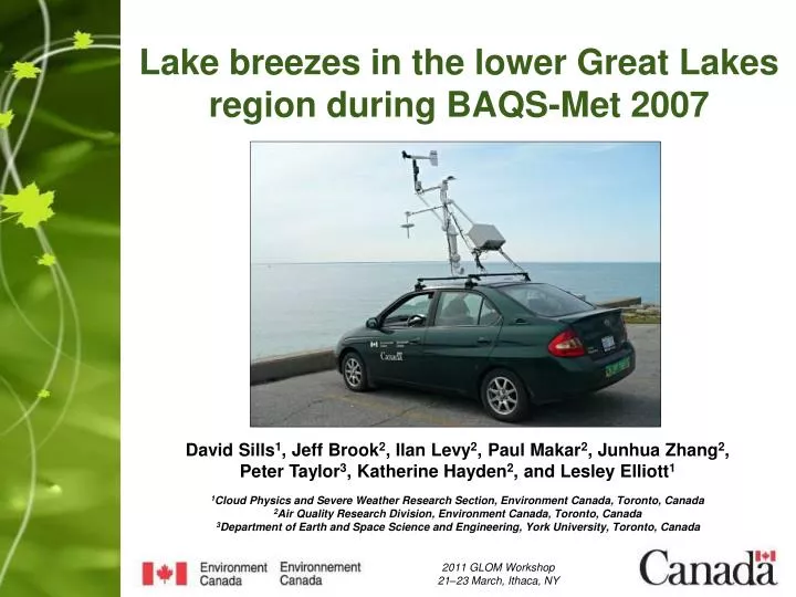 lake breezes in the lower great lakes region during baqs met 2007
