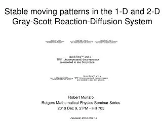 Stable moving patterns in the 1-D and 2-D Gray-Scott Reaction-Diffusion System
