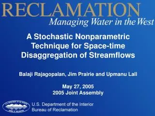 A Stochastic Nonparametric Technique for Space-time Disaggregation of Streamflows