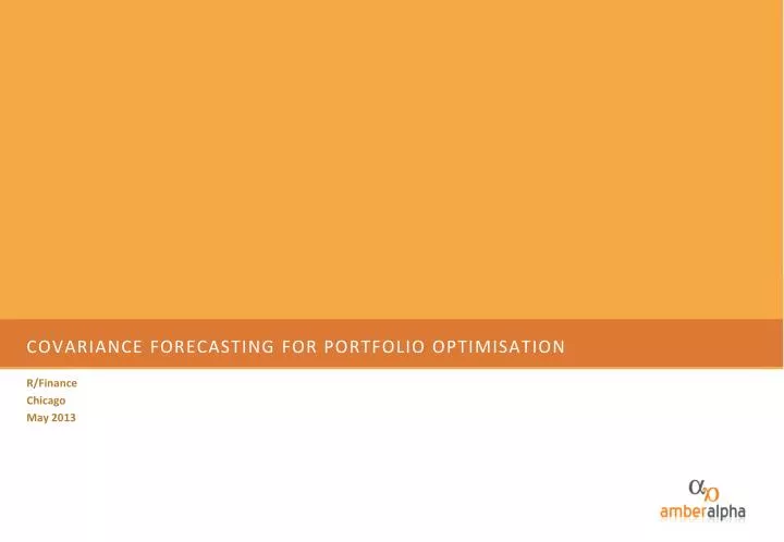 covariance forecasting for portfolio optimisation