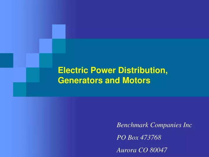 electric power distribution generators and motors