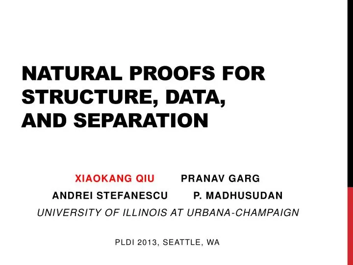 natural proofs for structure data and separation
