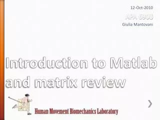 Introduction to Matlab and matrix review