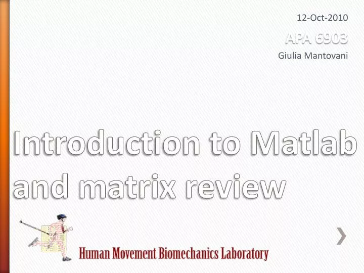 introduction to matlab and matrix review