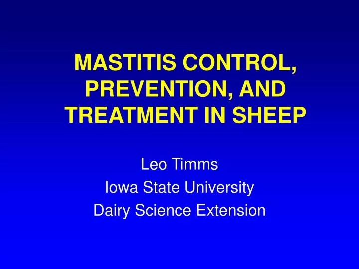 mastitis control prevention and treatment in sheep
