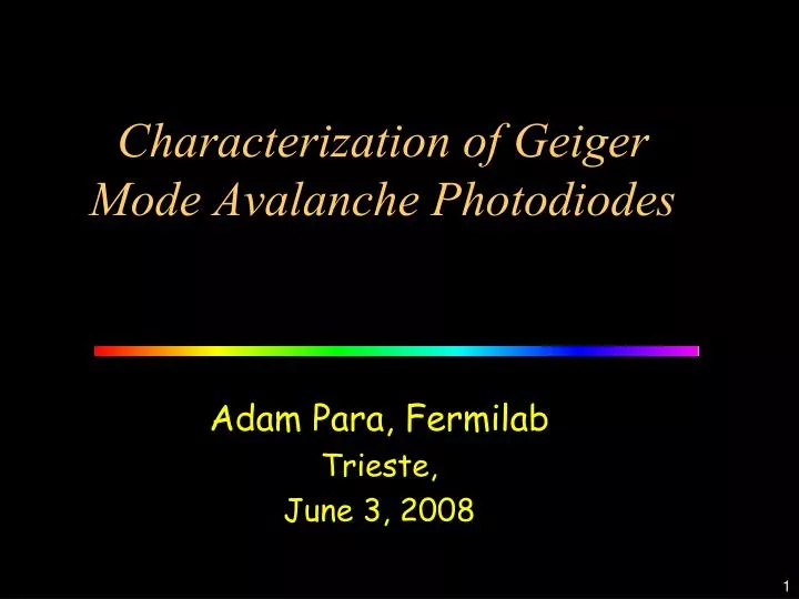 characterization of geiger mode avalanche photodiodes