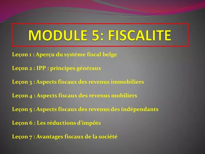 module 5 fiscalite