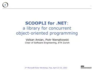 SCOOPLI for .NET : a library for concurrent object-oriented programming