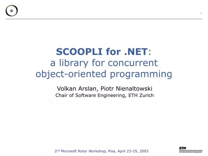 scoopli for net a library for concurrent object oriented programming