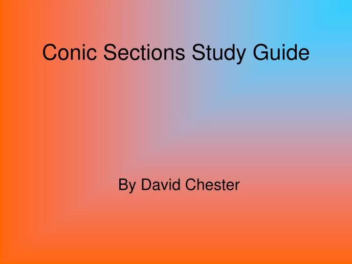 conic sections study guide
