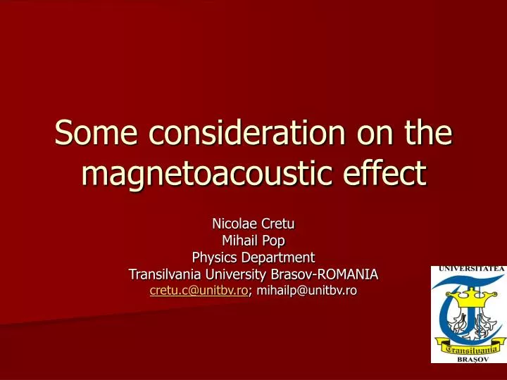 some consideration on the magnetoacoustic effect