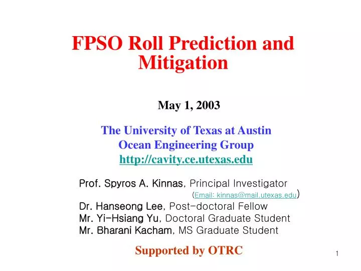 fpso roll prediction and mitigation