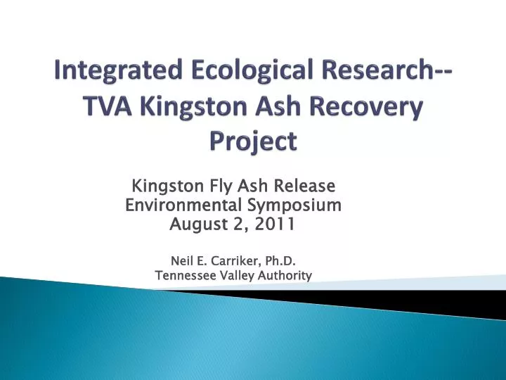 integrated ecological research tva kingston ash recovery project