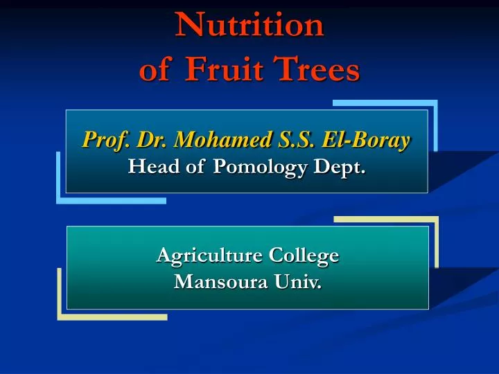 nutrition of fruit trees