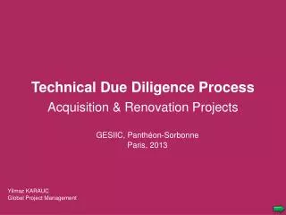Technical Due Diligence Process Acquisition &amp; Renovation Projects