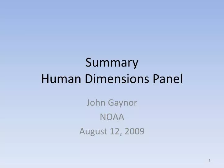 summary human dimensions panel