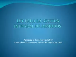 ley para la gesti n integral de residuos