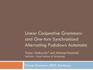 Linear Conjunctive Grammars and One-turn Synchronized Alternating Pushdown Automata