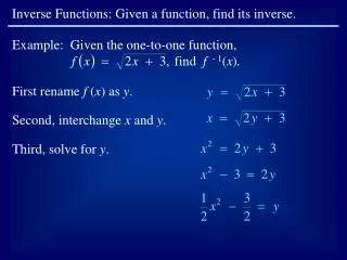 Inverse Functions: Given a function, find its inverse.