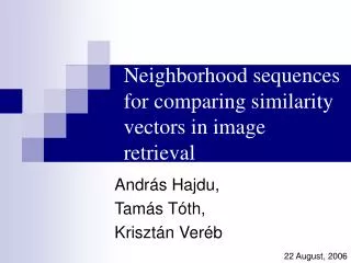 Neighborhood sequences for comparing similarity vectors in image retrieval