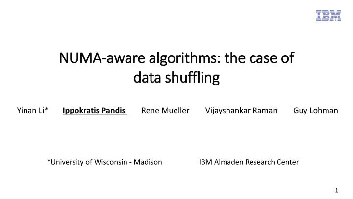 numa aware algorithms the case of data shuffling