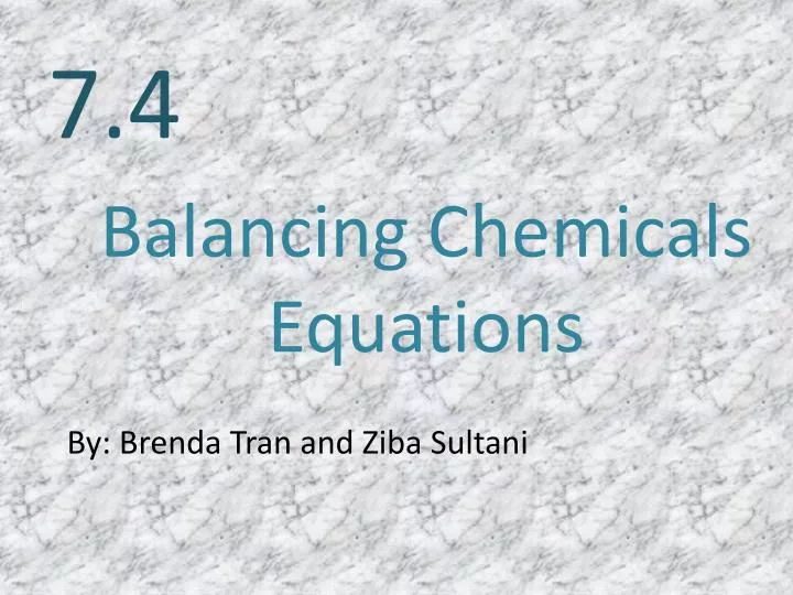 balancing chemicals e quations