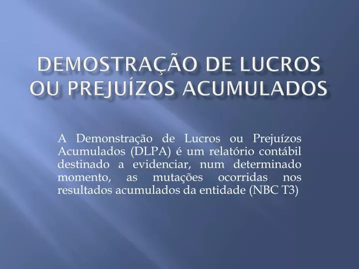 demostra o de lucros ou preju zos acumulados