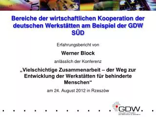 bereiche der wirtschaftlichen kooperation der deutschen werkst tten am beispiel der gdw s d