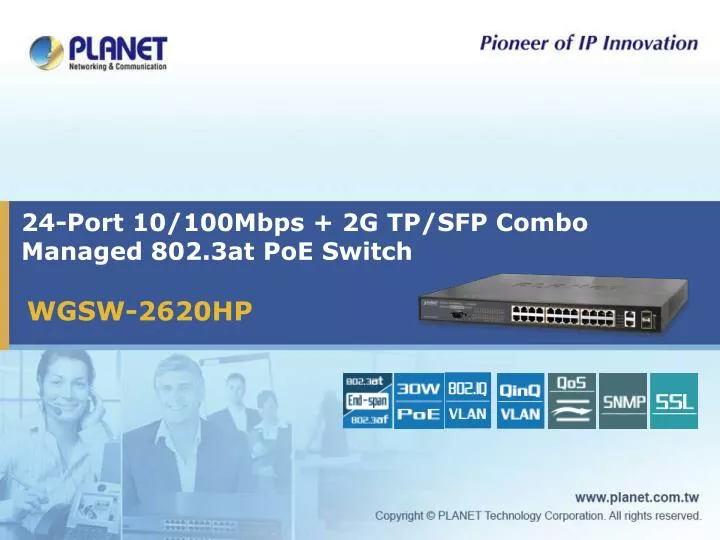 24 port 10 100mbps 2g tp sfp combo managed 802 3at poe switch