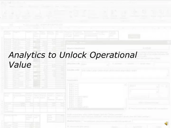analytics to unlock operational value