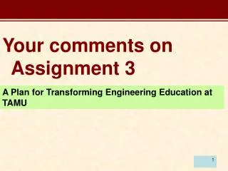 Your comments on Assignment 3