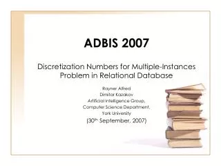 ADBIS 2007 Discretization Numbers for Multiple-Instances Problem in Relational Database