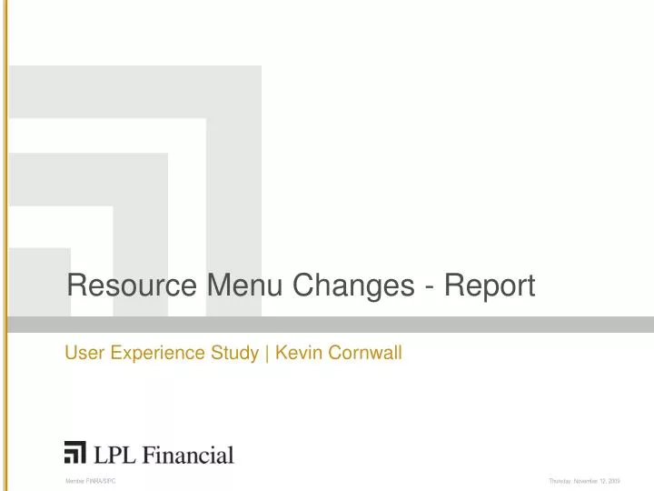 resource menu changes report