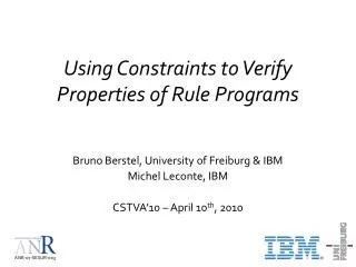 Using Constraints to Verify Properties of Rule Programs
