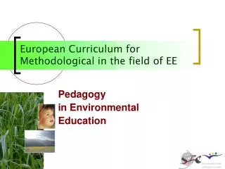 European Curriculum for Methodological in the field of EE