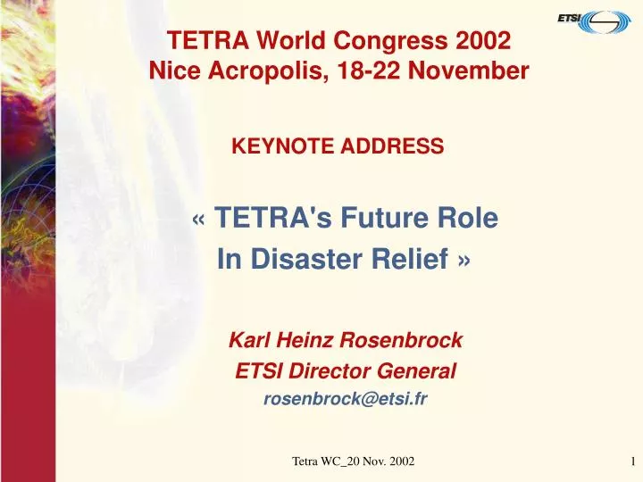 tetra world congress 2002 nice acropolis 18 22 november