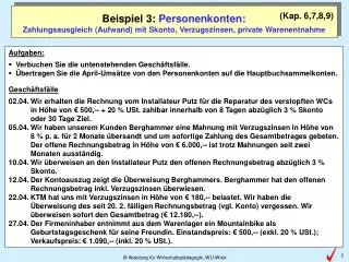 beispiel 3 personenkonten zahlungsausgleich aufwand mit skonto verzugszinsen private warenentnahme