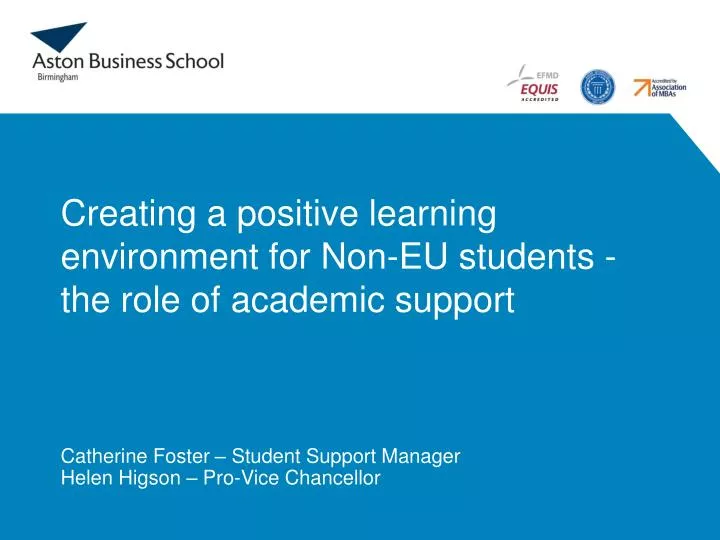 creating a positive learning environment for non eu students the role of academic support