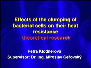 Effects of the clumping of bacterial cells on their heat resistance theoretical research