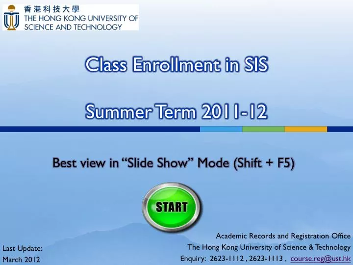 class enrollment in sis summer term 2011 12