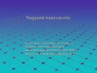 napjaink h tt rt rol i