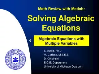 Solving Algebraic Equations