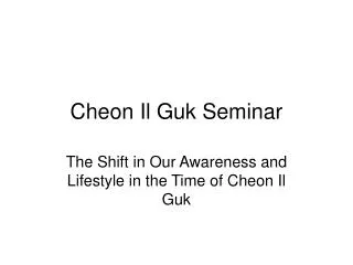 Cheon Il Guk Seminar