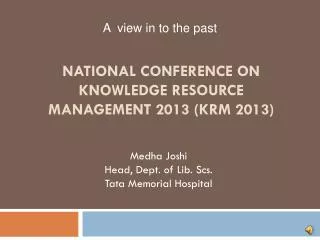 national conference on knowledge resource management 2013 krm 2013