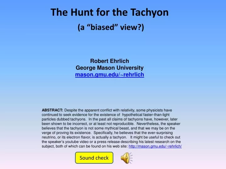 the hunt for the tachyon
