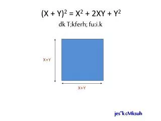(X + Y) 2 = X 2 + 2XY + Y 2 dk T;kferh; fu:i.k