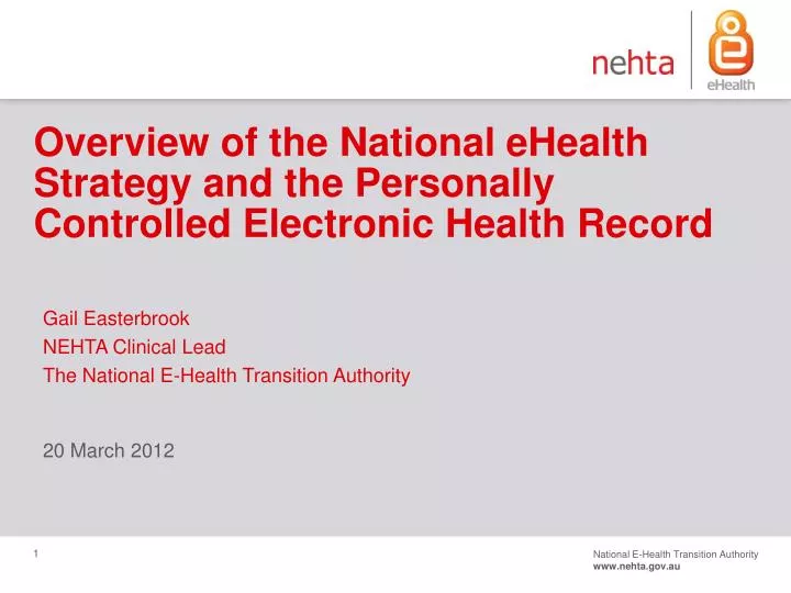 overview of the national ehealth strategy and the personally controlled electronic health record