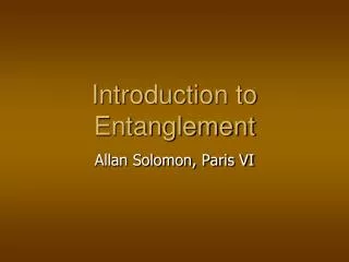 Introduction to Entanglement