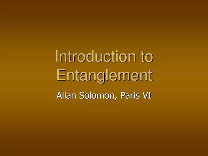 introduction to entanglement
